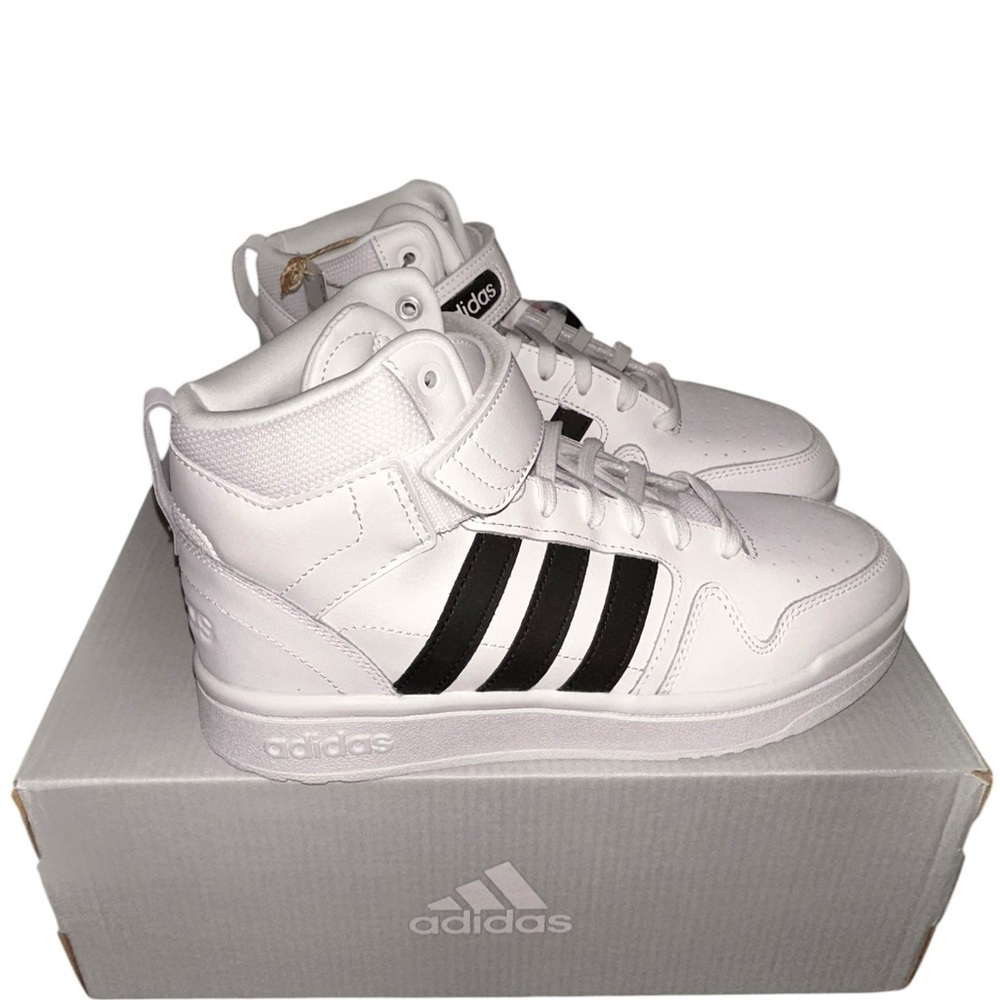 Adidas White and Black Striped Sneakers​